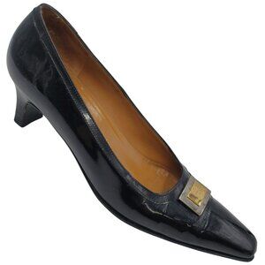 Vintage Salvatore Ferragamo Black Patent Leather Dress Shoes Women 8.5 4A Heels